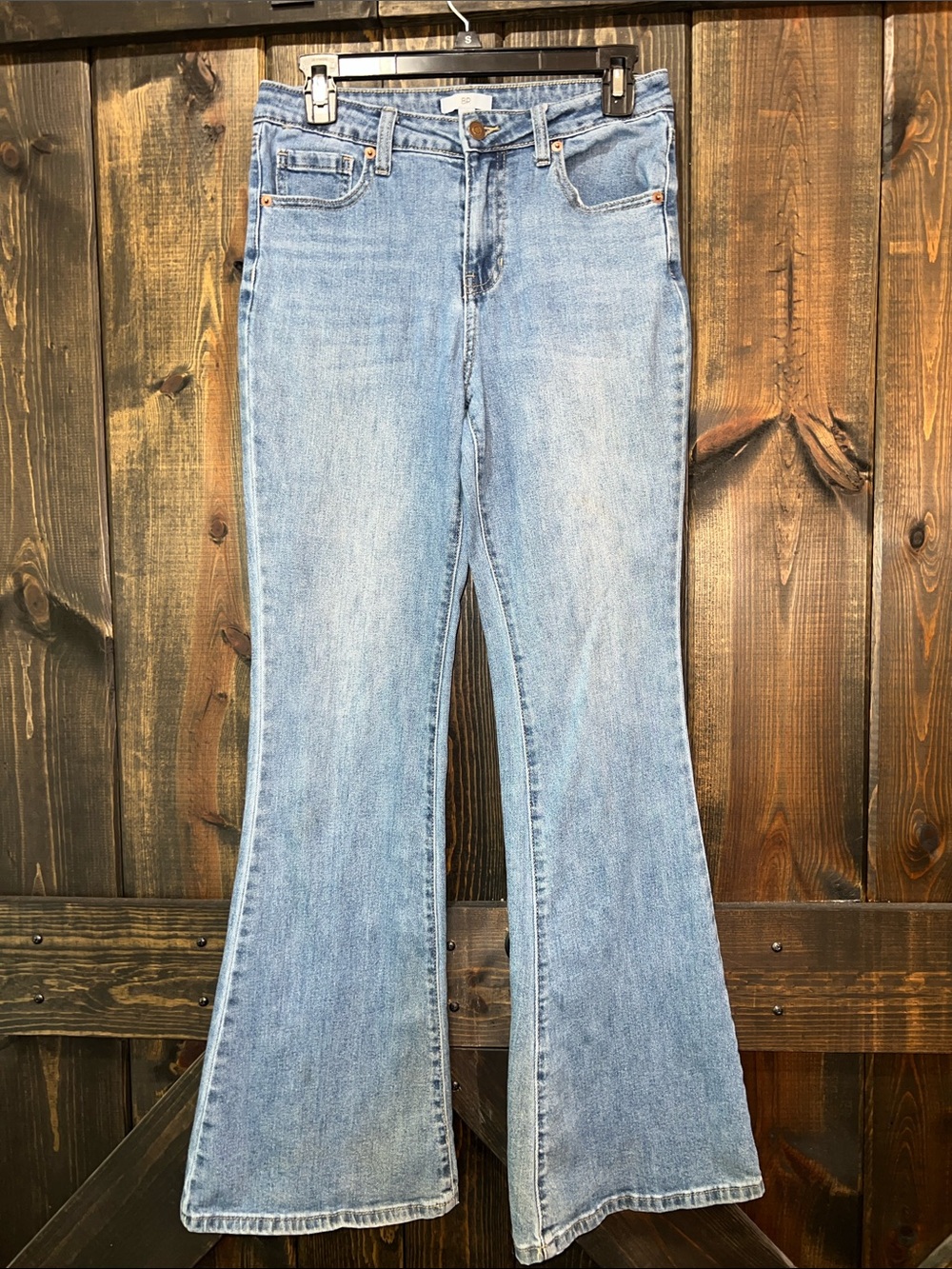 BP Nordstrom High Rise Flare Jeans 28 Light Wash Sustainable Eco Minimalist